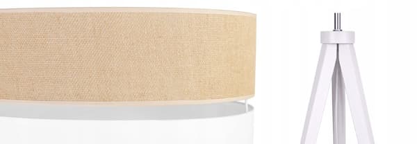STATIV GOLVLAMPA TRÄ LAMPSKÄRM 45CM VIT