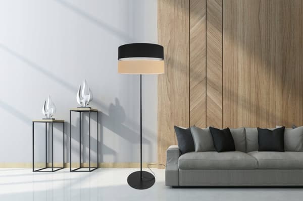 GOLVLAMPA STÅENDE METALL LAMPSKÄRM 40CM SVART