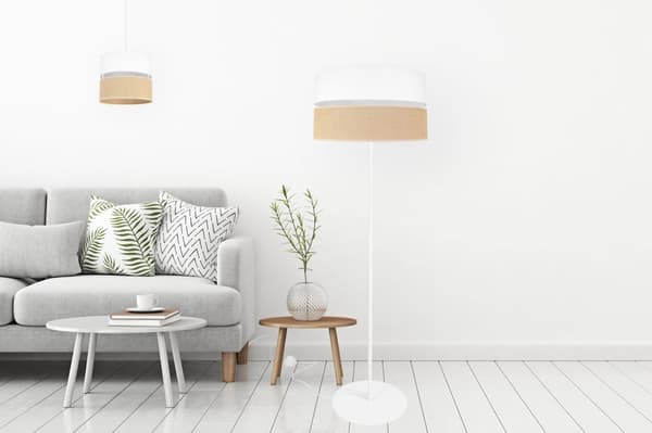 GOLVLAMPA STÅENDE METALL LAMPSKÄRM 40CM VIT