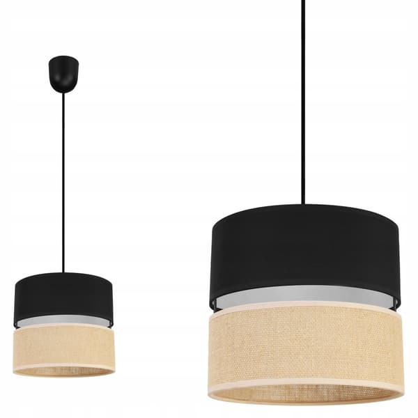 HÄNGLAMPA TAK LJUSKLUSTA LAMPSKÄRM 20CM SVART