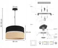 Miniatyrbild 5 av 8: HÄNGLAMPA TAK LJUSKLUSTA LAMPSKÄRM 40CM SVART