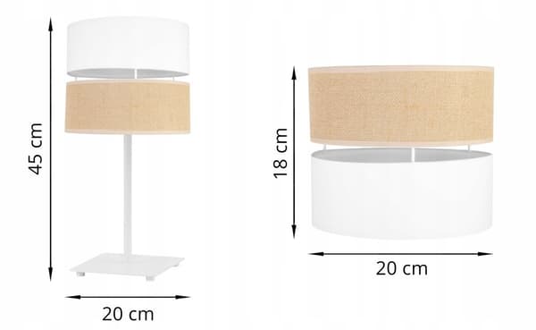 BORDLAMPE JUTE LAMPESKÆRM 20 CM HVID