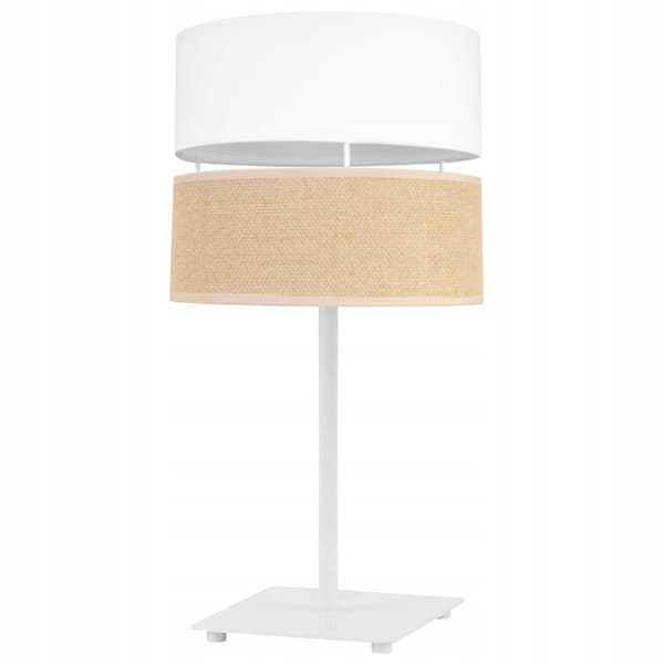 BORDLAMPE JUTE LAMPESKÆRM 20 CM HVID
