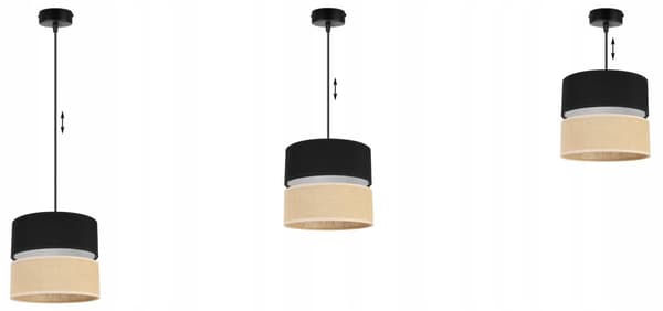 HÆNGELAMPE LOFT LYSKELYSE LAMPESKÆRM 20CM SORT