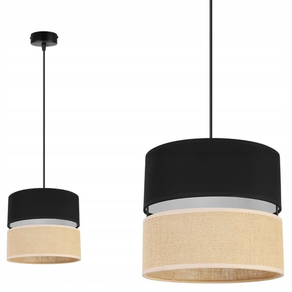 HÆNGELAMPE LOFT LYSKELYSE LAMPESKÆRM 20CM SORT