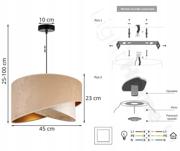 LOFT-HÆNGELAMPE LAMPESKÆRM SKÅPLADE 45 cm