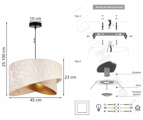 KATTOON RIIPPUVA VALAISIN VALAISINVARJOS VISTO LEHDET 45 cm