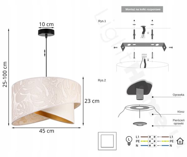 TAK HÄNGLAMPA LAMPSKÄRM SLUTA LÖV 45 cm