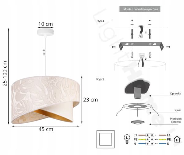 TAK HÄNGLAMPA LAMPSKÄRM SLUTA LÖV 45 cm