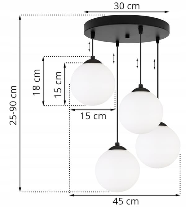 HÆNGE LOFTSLAMPE KUGL SORT LED 15cm