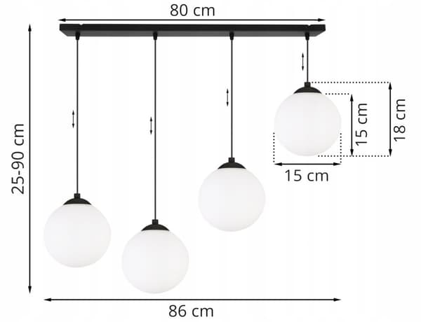 RIIPPUVA KATTOVALAISIN LUISTA PALLO MUSTA LED 15cm