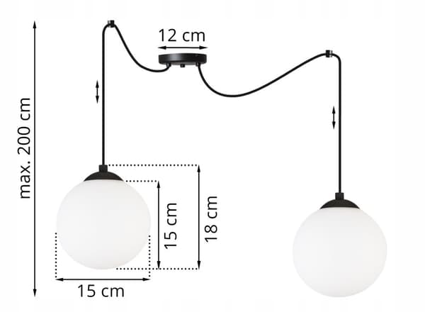 TAK HÄNGLAMPA SPIDER BALL SVART LED 15cm