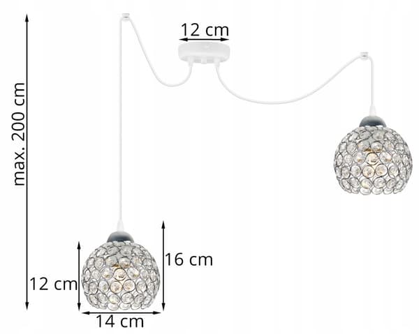 KROM SPINDEL HÄNGLAMPA TAKLAMPA KRISTAL