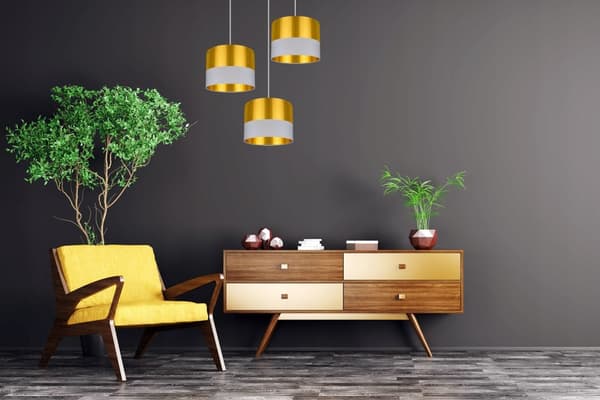 TAK HÄNGLAMPA MODERN LAMPSKÄRM GULD LED