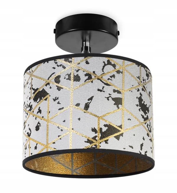 HÆNGE LOFTSLAMPE, VÆGLAMPE, LAMPESKÆRM, GULD MØNSTER