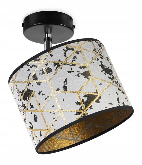 HÆNGE LOFTSLAMPE, VÆGLAMPE, LAMPESKÆRM, GULD MØNSTER