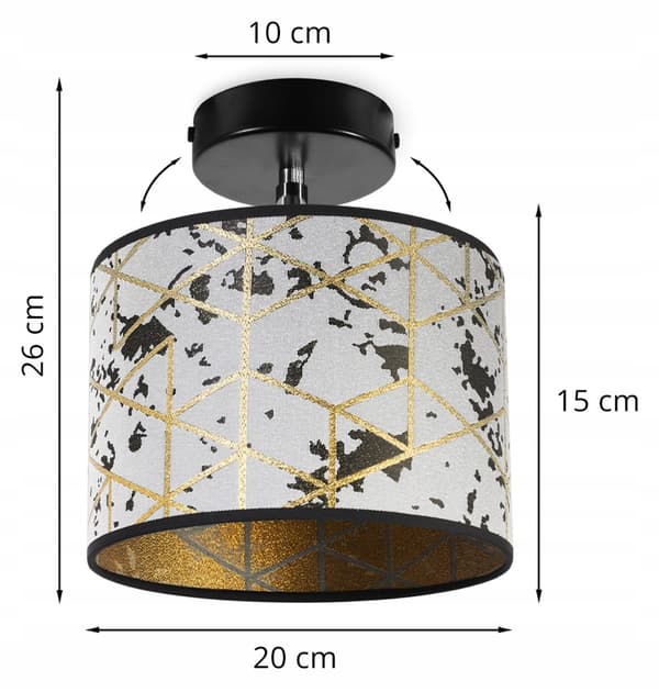 HÆNGE LOFTSLAMPE, VÆGLAMPE, LAMPESKÆRM, GULD MØNSTER