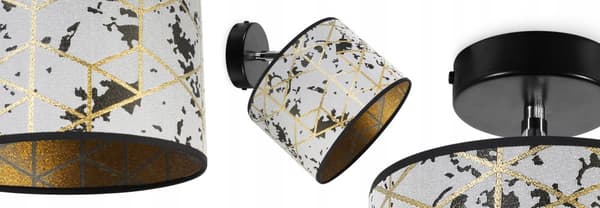 HÆNGE LOFTSLAMPE, VÆGLAMPE, LAMPESKÆRM, GULD MØNSTER