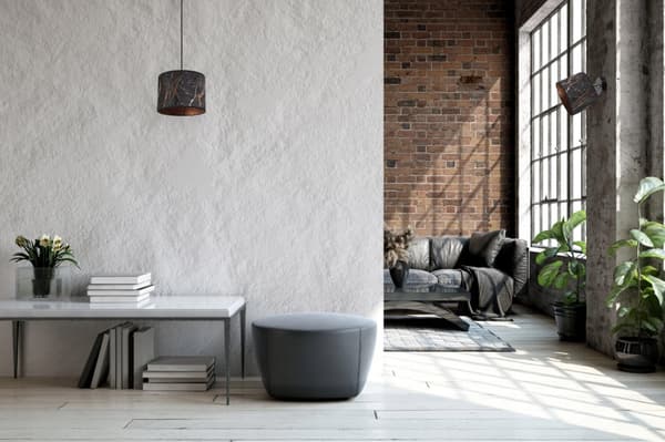 HÄNGANDE TAKLAMPA, VÄGGLAMPA, LAMPSKÄRM, KOPPARMÖNSTER