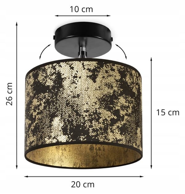 HÆNGE LOFTSLAMPE, VÆGLAMPE, LAMPESKÆRM, GULD MØNSTER