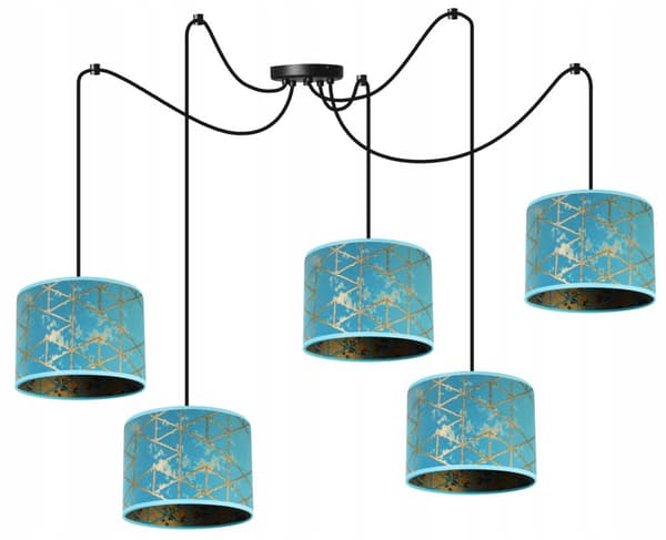 HÄNGANDE TAKLAMPA SPINDELMÖNSTER LAMPSKÄRM GULD