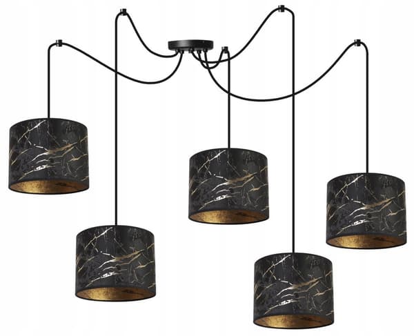 HÆNGENDE LOFTSLAMPE EDDERKEMØNSTER LAMPESKÆRM GULD