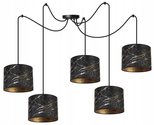 HÆNGENDE LOFTSLAMPE EDDERKEMØNSTER LAMPESKÆRM GULD