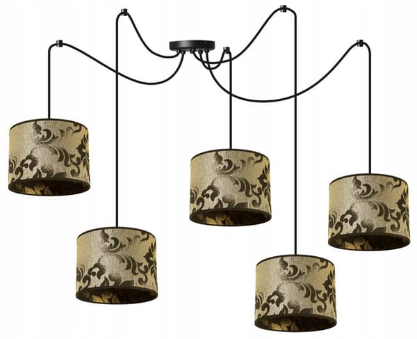 HÆNGENDE LOFTSLAMPE EDDERKEMØNSTER LAMPESKÆRM GULD
