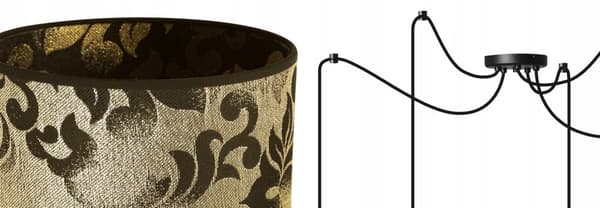 HÆNGENDE LOFTSLAMPE EDDERKEMØNSTER LAMPESKÆRM GULD