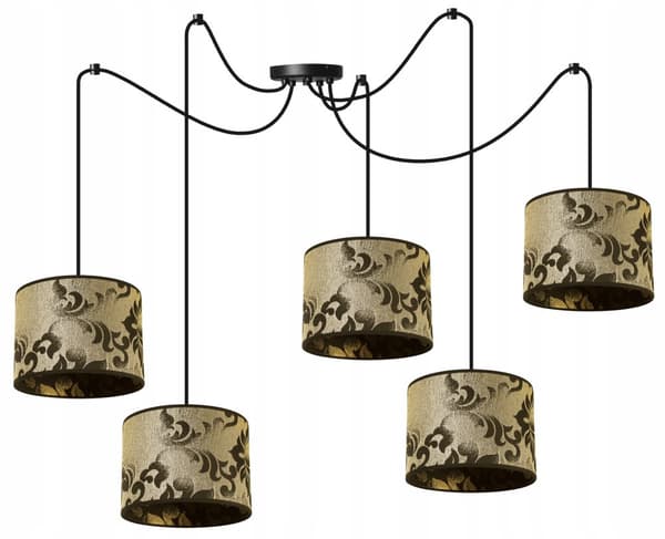 HÆNGENDE LOFTSLAMPE EDDERKEMØNSTER LAMPESKÆRM GULD