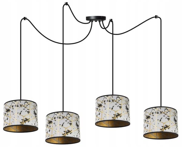 HÄNGANDE TAKLAMPA SPINDELMÖNSTER LAMPSKÄRM GULD