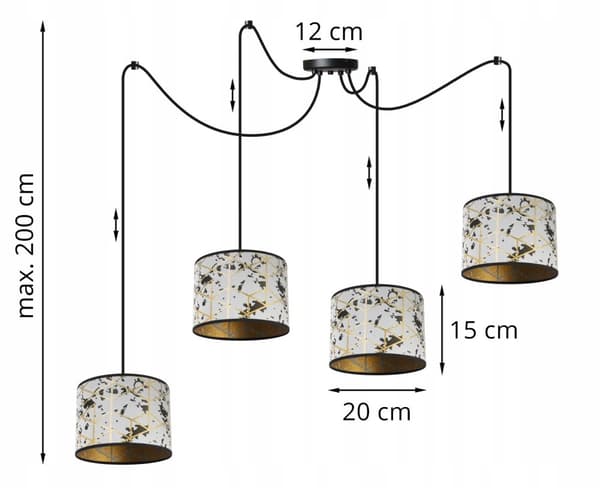 HÄNGANDE TAKLAMPA SPINDELMÖNSTER LAMPSKÄRM GULD