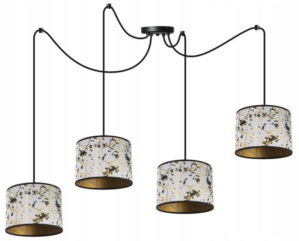HÄNGANDE TAKLAMPA SPINDELMÖNSTER LAMPSKÄRM GULD