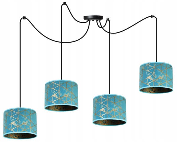 HÆNGENDE LOFTSLAMPE EDDERKEMØNSTER LAMPESKÆRM GULD