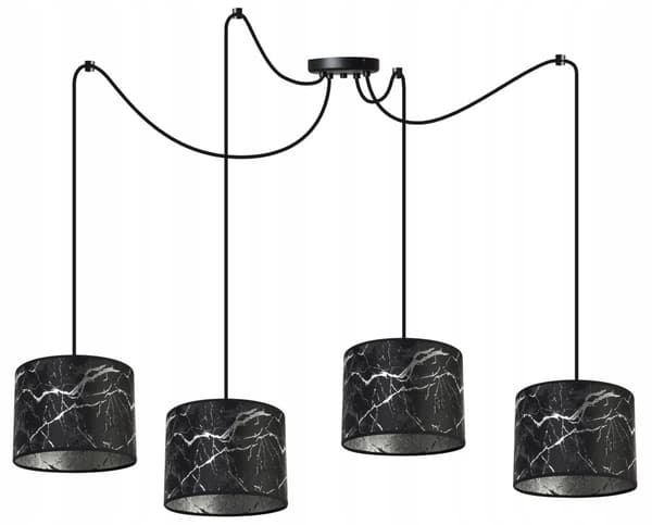 HÆNGENDE LOFTSLAMPE EDDERKEMØNSTER LAMPESKÆRM SØLV