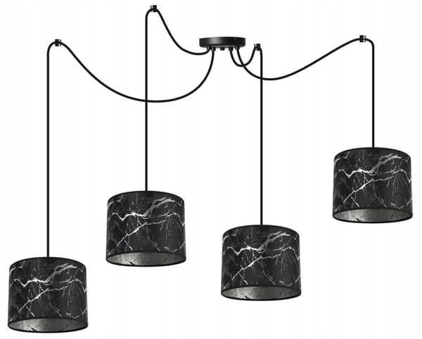 HÆNGENDE LOFTSLAMPE EDDERKEMØNSTER LAMPESKÆRM SØLV