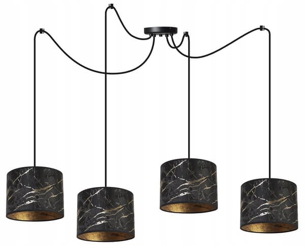 HÆNGENDE LOFTSLAMPE EDDERKEMØNSTER LAMPESKÆRM GULD