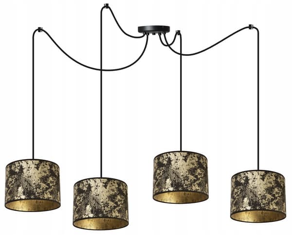 HÆNGENDE LOFTSLAMPE EDDERKEMØNSTER LAMPESKÆRM GULD