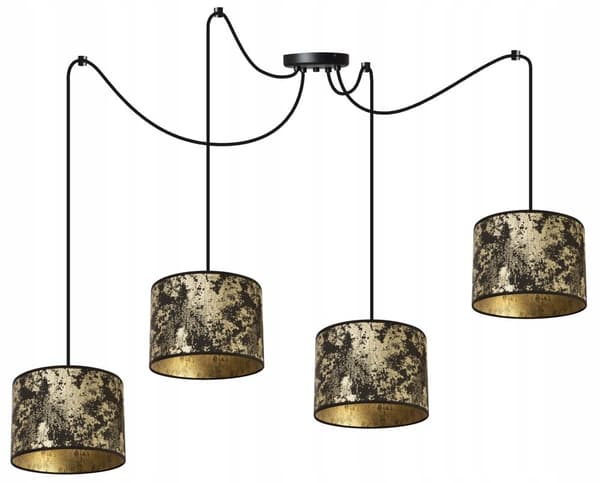 HÆNGENDE LOFTSLAMPE EDDERKEMØNSTER LAMPESKÆRM GULD