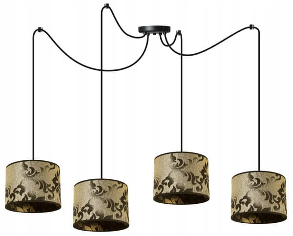 HÆNGENDE LOFTSLAMPE EDDERKEMØNSTER LAMPESKÆRM GULD