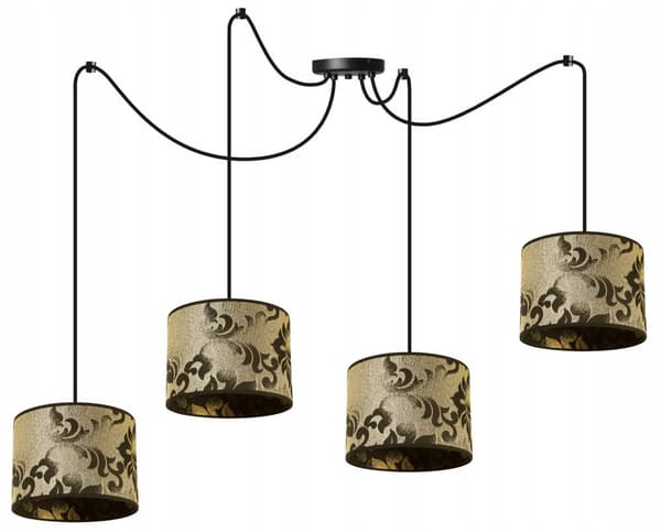 HÆNGENDE LOFTSLAMPE EDDERKEMØNSTER LAMPESKÆRM GULD