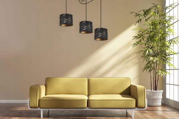 HÄNGANDE TAKLAMPA SPINDELMÖNSTER LAMPSKÄRM GULD