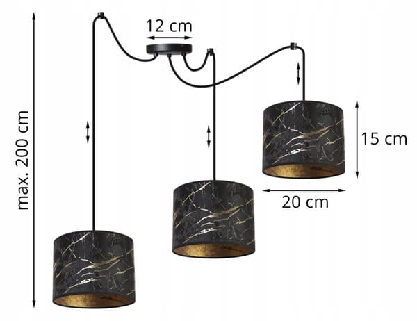 HÄNGANDE TAKLAMPA SPINDELMÖNSTER LAMPSKÄRM GULD