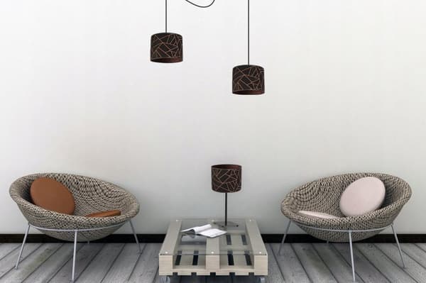 GIA BORDSLAMPA LAMPSKÄRM MÖNSTER KOPPAR