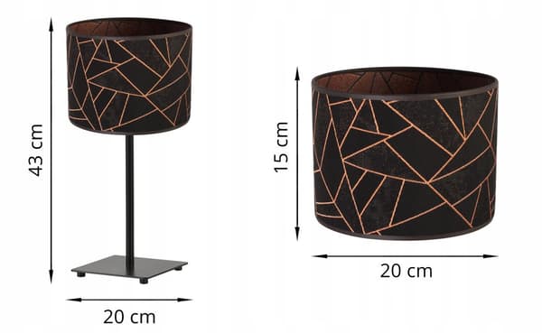 GIA BORDSLAMPA LAMPSKÄRM MÖNSTER KOPPAR