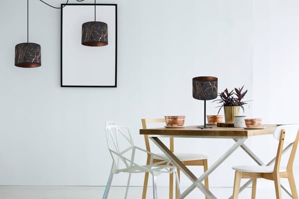 GIA BORDSLAMPA LAMPSKÄRM MÖNSTER KOPPAR
