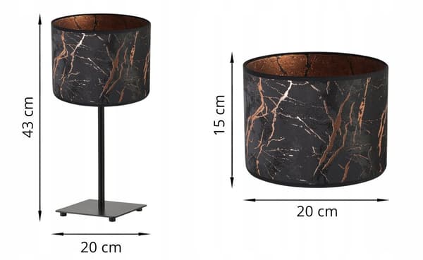 GIA BORDSLAMPA LAMPSKÄRM MÖNSTER KOPPAR