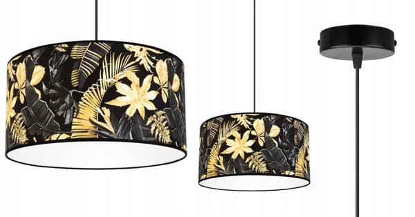 HÆNGE LOFTSLAMPE LAMPESKÆRM GYLDNE BLOMSTER LED