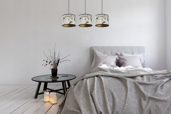 HÄNGLAMPA TAK LJUSKRAKA LAMPSKÄRM MÖNSTER GULD