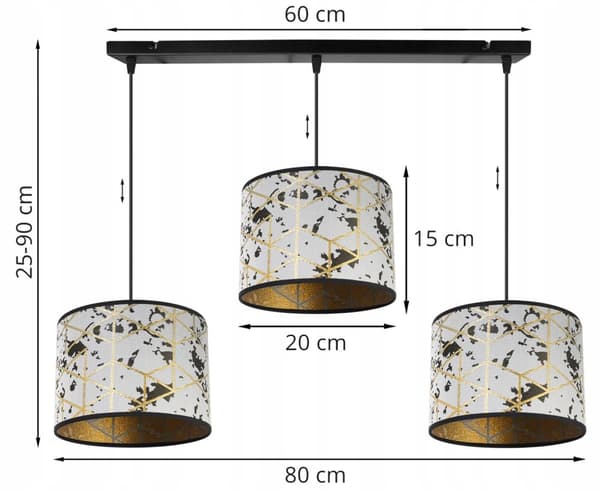 HÄNGLAMPA TAK LJUSKRAKA LAMPSKÄRM MÖNSTER GULD